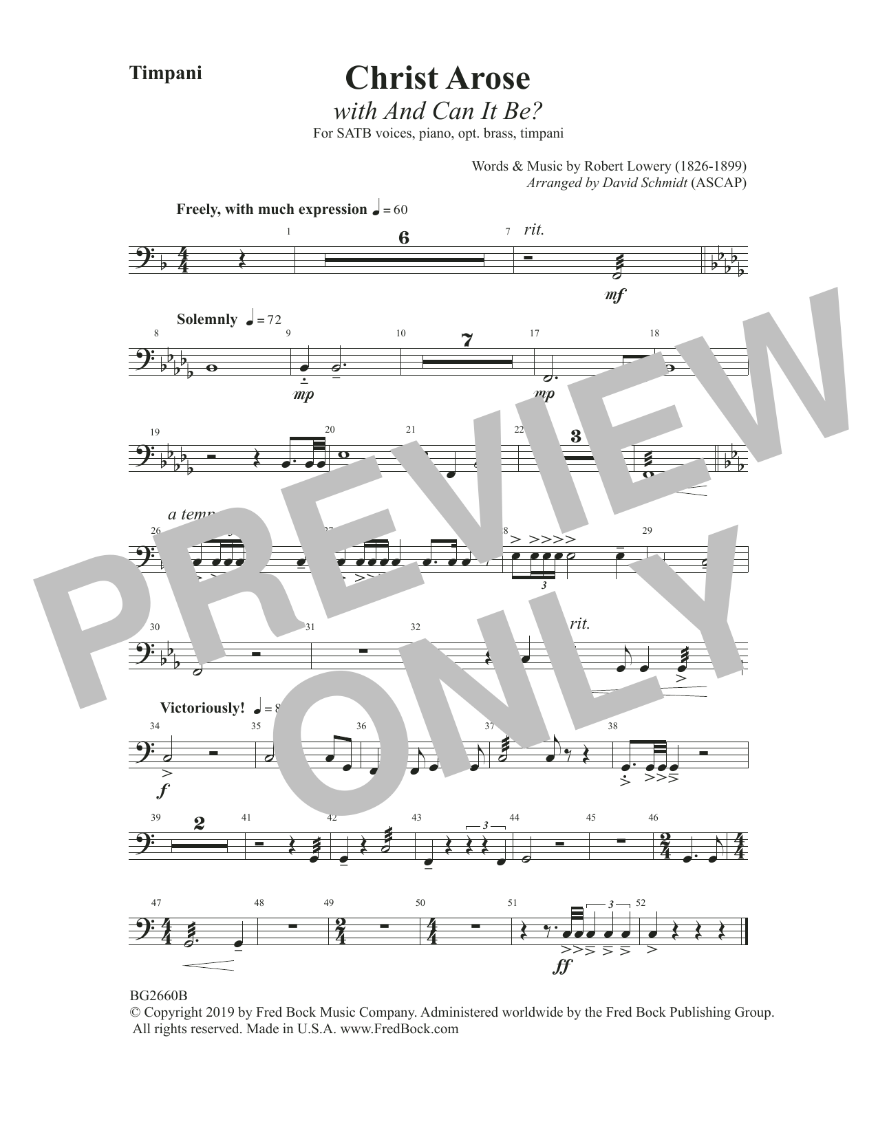 Robert Lowry Christ Arose (with And Can It Be?) (arr. David Schmidt) - Timpani Sheet Music Notes & Chords for Choir Instrumental Pak - Download or Print PDF