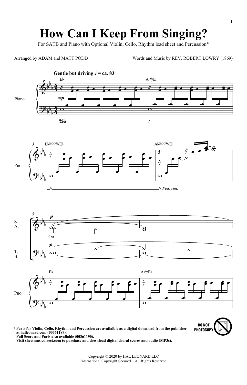 Robert Lowry How Can I Keep From Singing (arr. Matt and Adam Podd) Sheet Music Notes & Chords for SSA Choir - Download or Print PDF