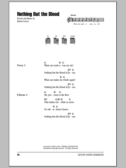 Robert Lowry Nothing But The Blood Sheet Music Notes & Chords for Ukulele - Download or Print PDF