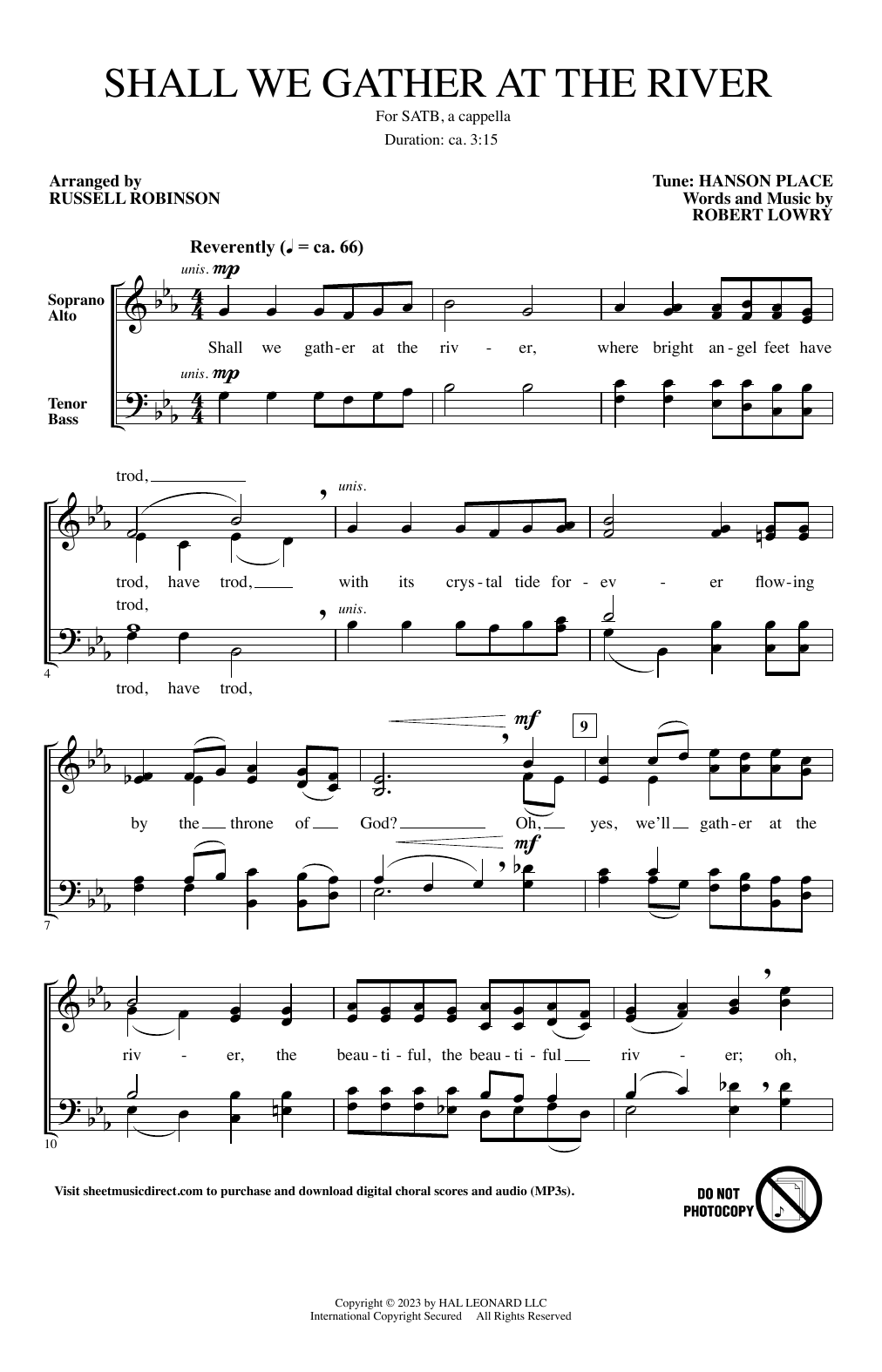 Robert Lowry Shall We Gather At The River (arr. Russell Robinson) Sheet Music Notes & Chords for SATB Choir - Download or Print PDF
