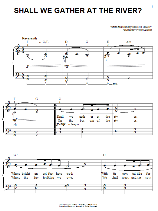 Robert Lowry Shall We Gather At The River? Sheet Music Notes & Chords for Easy Piano - Download or Print PDF