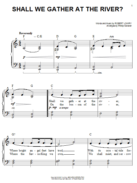 Robert Lowry Shall We Gather At The River? (arr. Phillip Keveren) Sheet Music Notes & Chords for Piano Duet - Download or Print PDF