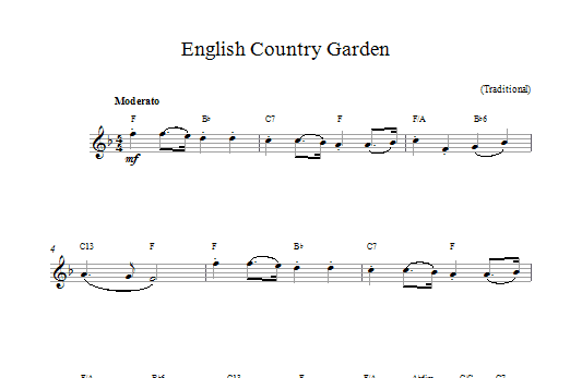 Robert M Jordan English Country Garden Sheet Music Notes & Chords for Melody Line & Chords - Download or Print PDF