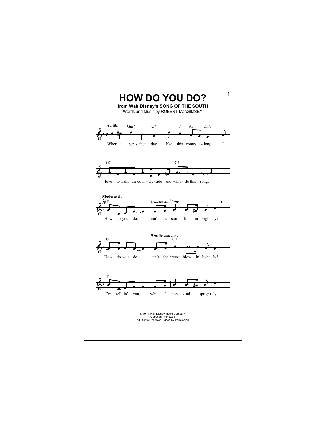 Robert MacGimsey How Do You Do? Sheet Music Notes & Chords for Melody Line, Lyrics & Chords - Download or Print PDF