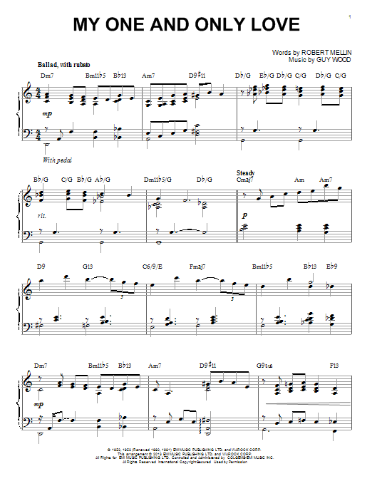 Robert Mellin My One And Only Love (arr. Brent Edstrom) Sheet Music Notes & Chords for Piano Solo - Download or Print PDF