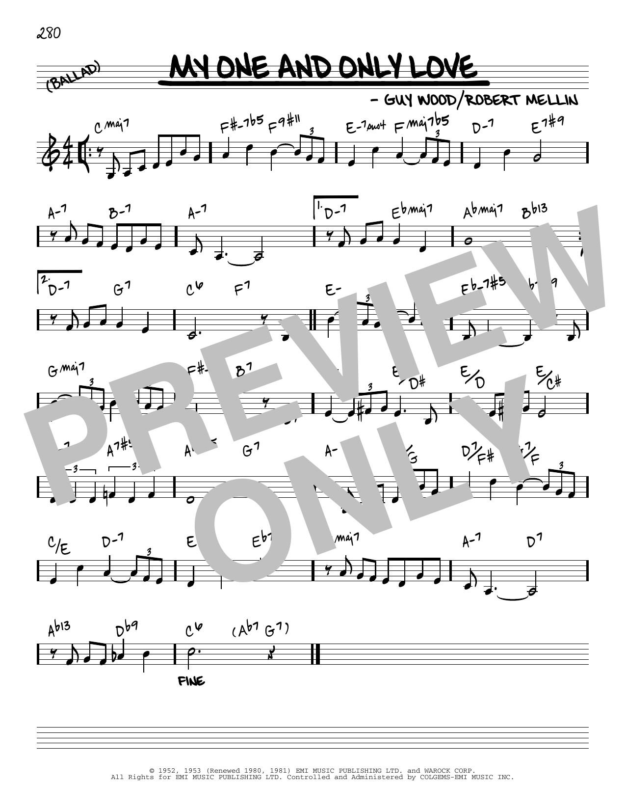 Robert Mellin My One And Only Love [Reharmonized version] (arr. Jack Grassel) Sheet Music Notes & Chords for Real Book – Melody & Chords - Download or Print PDF