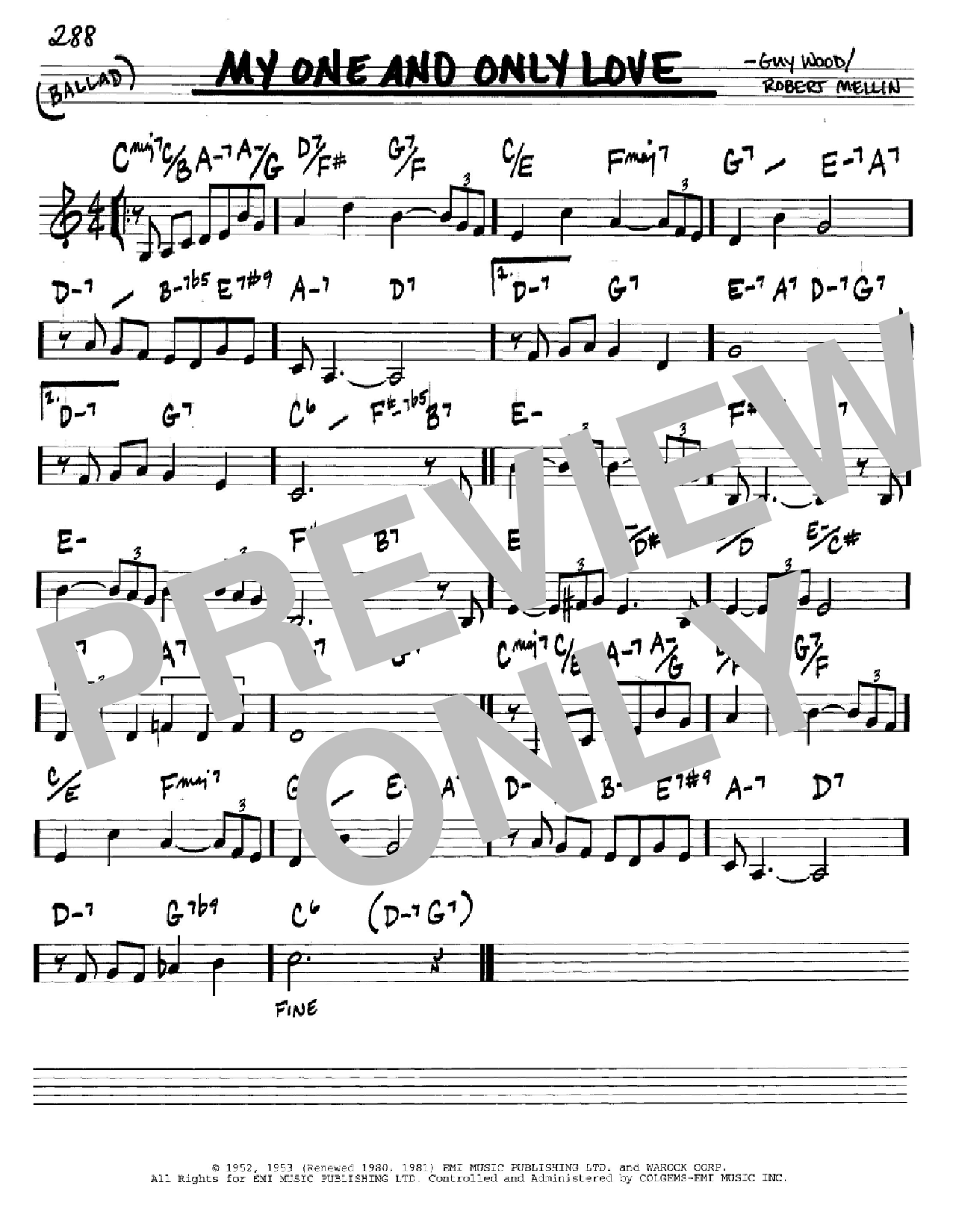 Robert Mellin My One And Only Love Sheet Music Notes & Chords for Real Book – Melody & Chords – C Instruments - Download or Print PDF