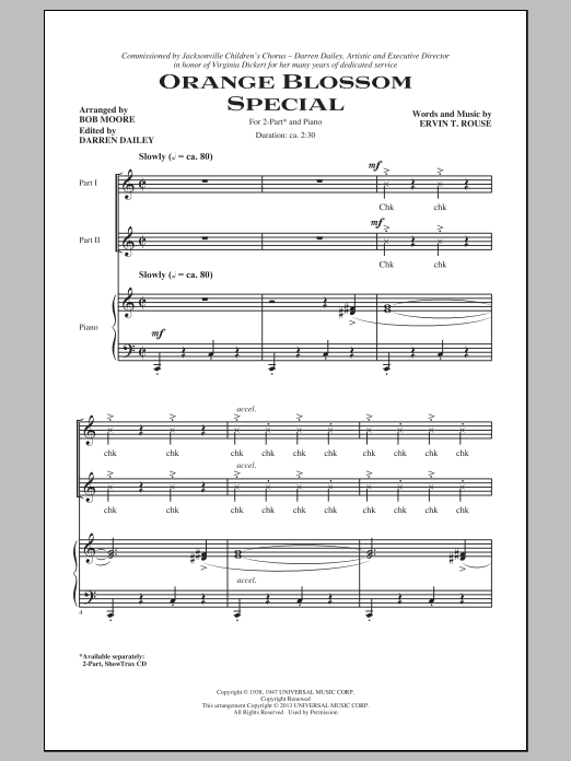 Robert Moore Orange Blossom Special Sheet Music Notes & Chords for 2-Part Choir - Download or Print PDF