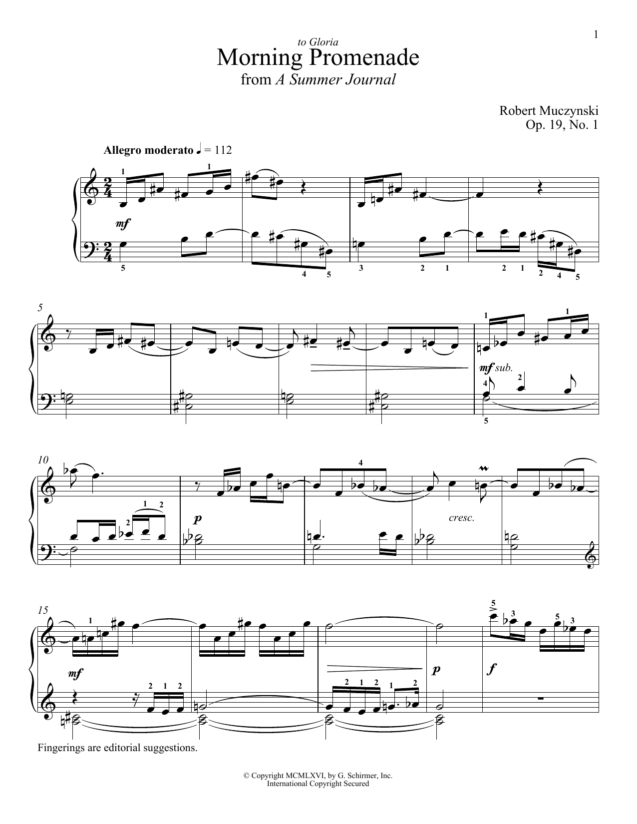 Robert Muczynski Morning Promenade Sheet Music Notes & Chords for Piano - Download or Print PDF