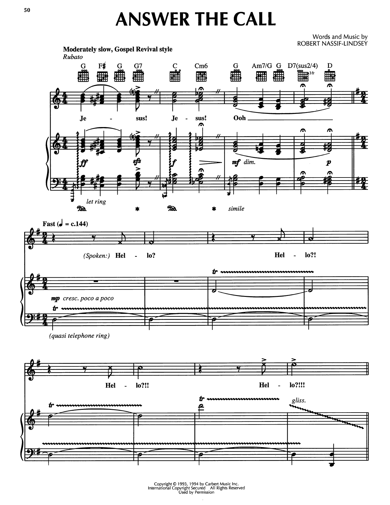 Robert Nassif-Lindsey Answer The Call (from Honky Tonk Highway) Sheet Music Notes & Chords for Piano, Vocal & Guitar Chords (Right-Hand Melody) - Download or Print PDF