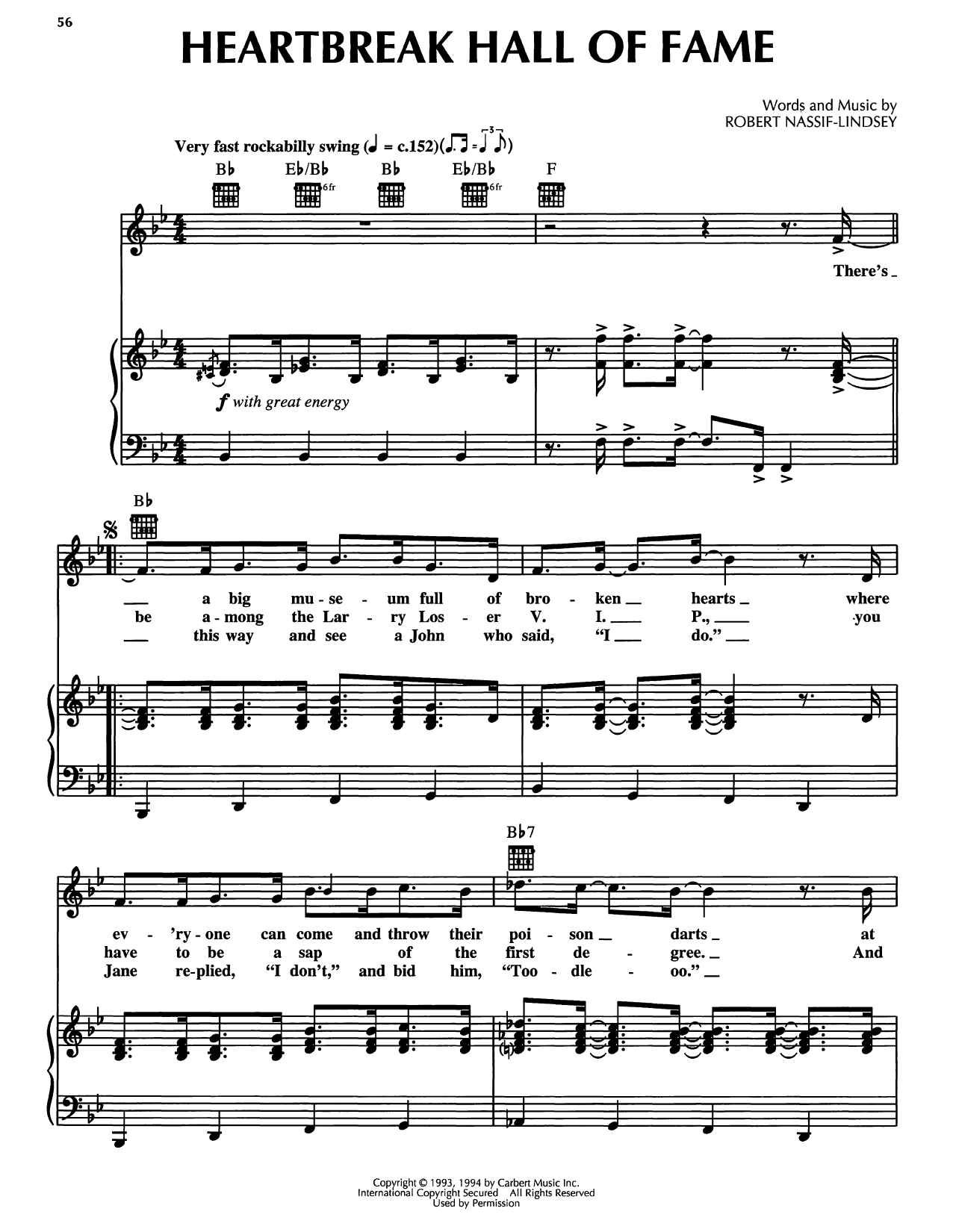 Robert Nassif-Lindsey Heartbreak Hall Of Fame (from Honky Tonk Highway) Sheet Music Notes & Chords for Piano, Vocal & Guitar Chords (Right-Hand Melody) - Download or Print PDF