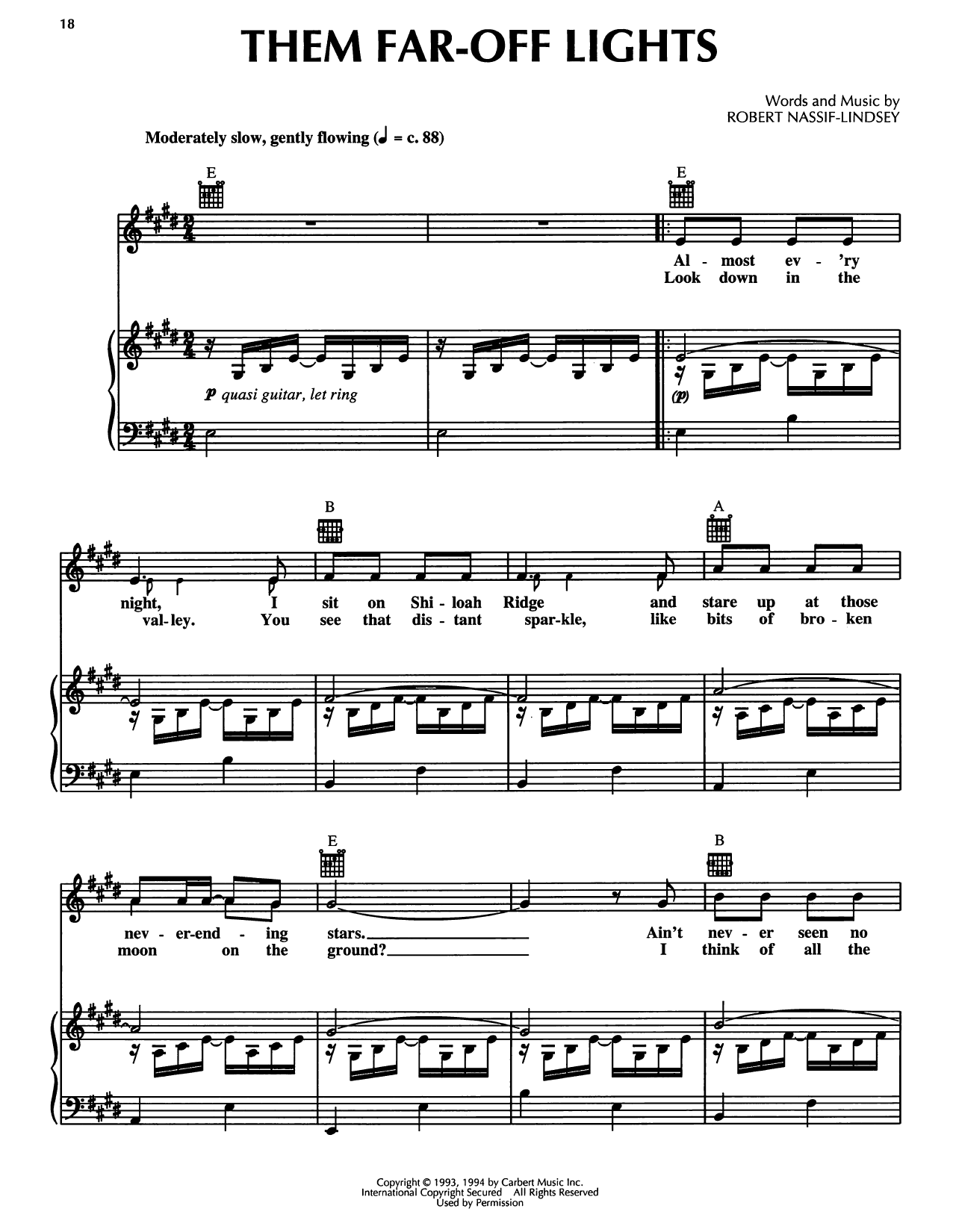 Robert Nassif-Lindsey Them Far-Off Lights (from Honky Tonk Highway) Sheet Music Notes & Chords for Piano, Vocal & Guitar Chords (Right-Hand Melody) - Download or Print PDF