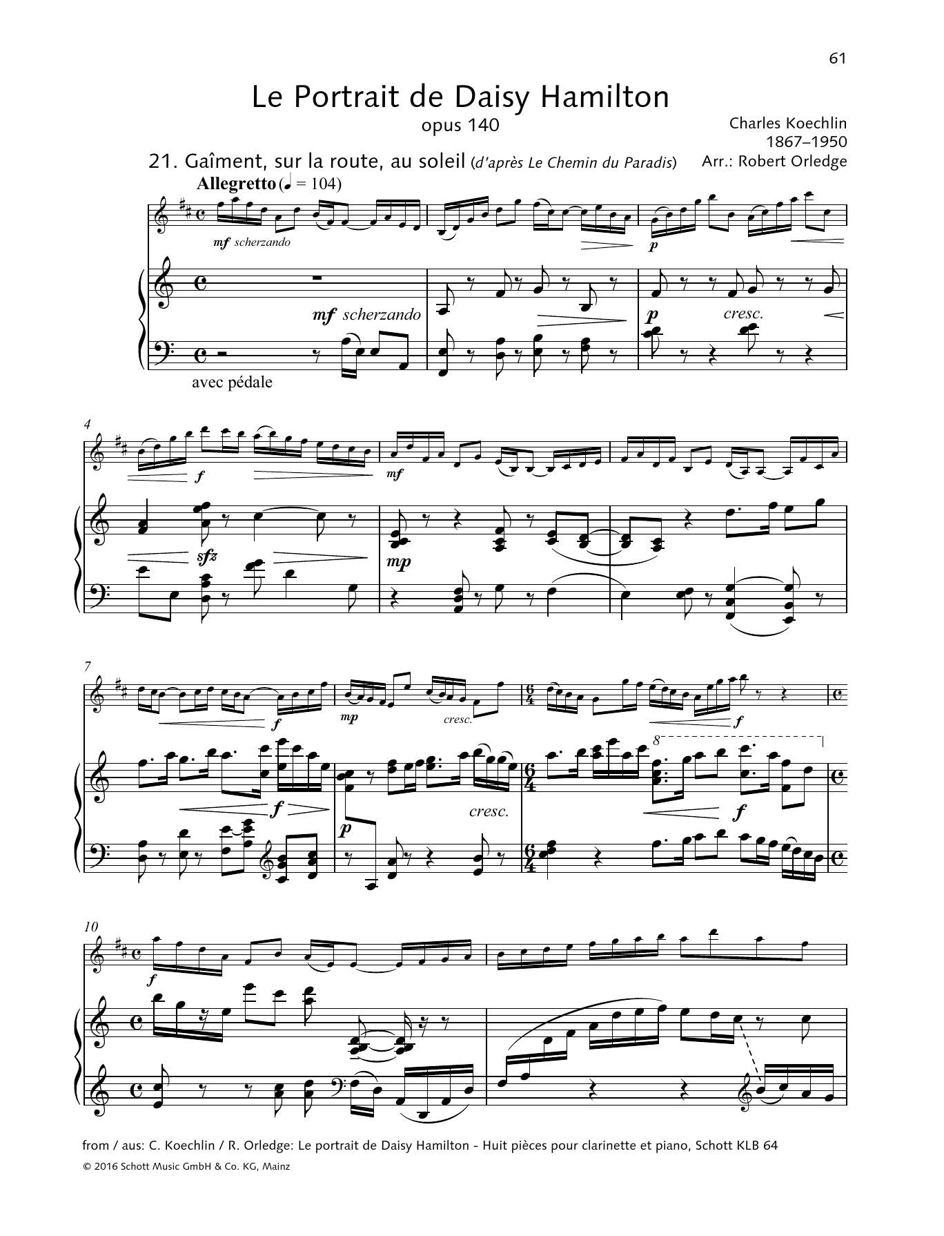 Robert Orledge Le Portrait de Daisy Hamilton Sheet Music Notes & Chords for Woodwind Solo - Download or Print PDF