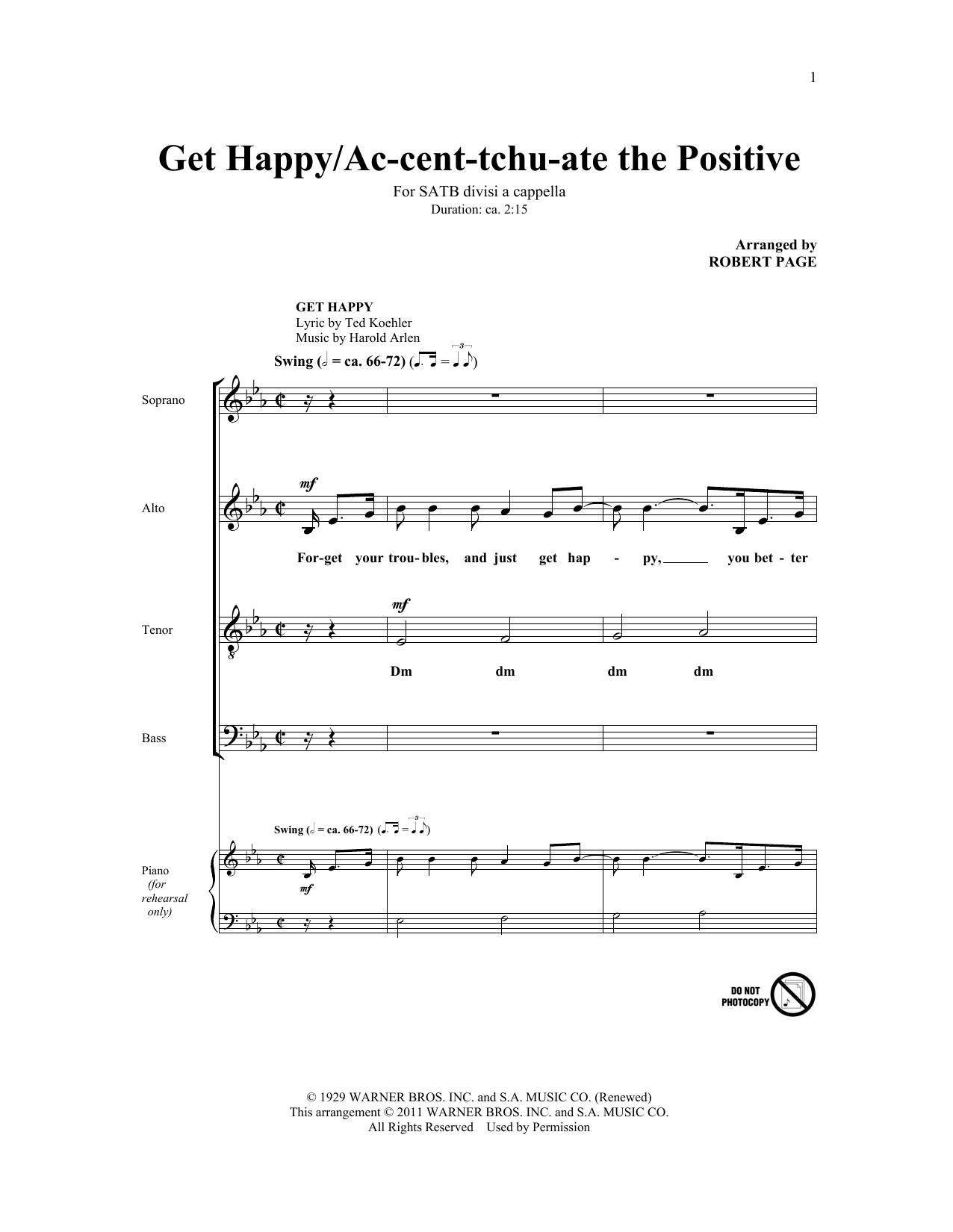 Robert Page Ac-cent-tchu-ate The Positive Sheet Music Notes & Chords for SATB - Download or Print PDF