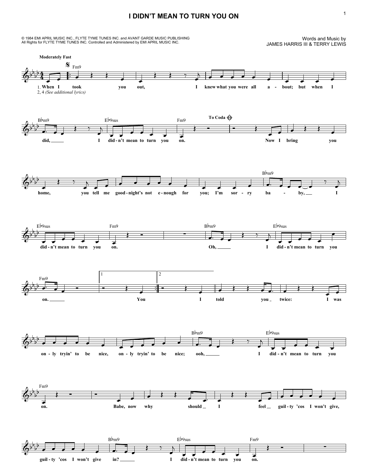 Robert Palmer I Didn't Mean To Turn You On Sheet Music Notes & Chords for Piano, Vocal & Guitar (Right-Hand Melody) - Download or Print PDF