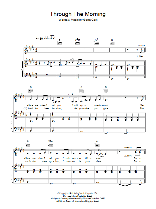 Robert Plant & Alison Krauss Through The Morning, Through The Night Sheet Music Notes & Chords for Piano, Vocal & Guitar - Download or Print PDF