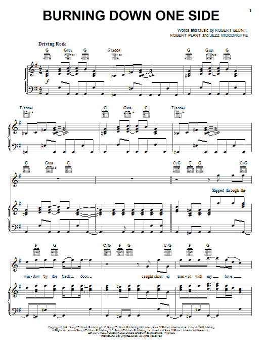 Robert Plant Burning Down One Side Sheet Music Notes & Chords for Piano, Vocal & Guitar (Right-Hand Melody) - Download or Print PDF Robert Plant Burning Down One Side Sheet Music Notes & Chords for Piano, Vocal & Guitar (Right-Hand Melody) - Download or Print PDF