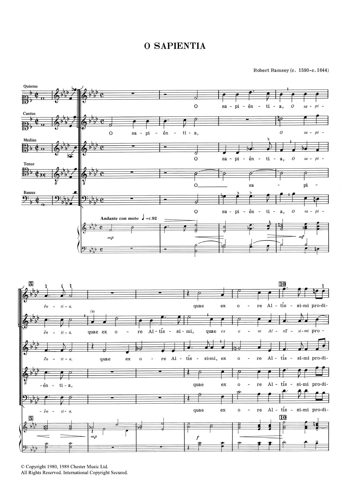 Robert Ramsey O Sapientia Sheet Music Notes & Chords for Choral SAATB - Download or Print PDF