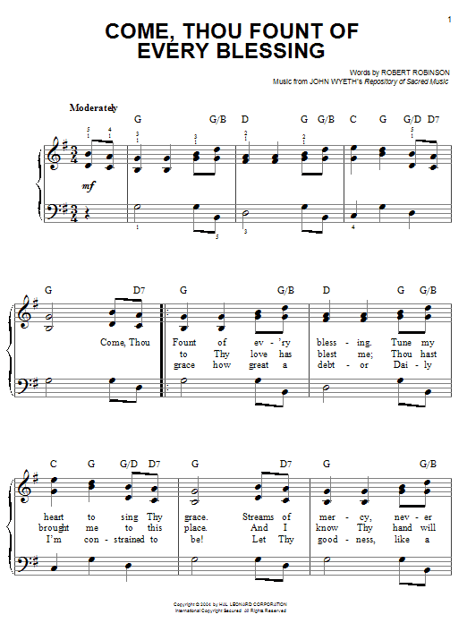 Robert Robinson Come, Thou Fount Of Every Blessing Sheet Music Notes & Chords for French Horn Solo - Download or Print PDF
