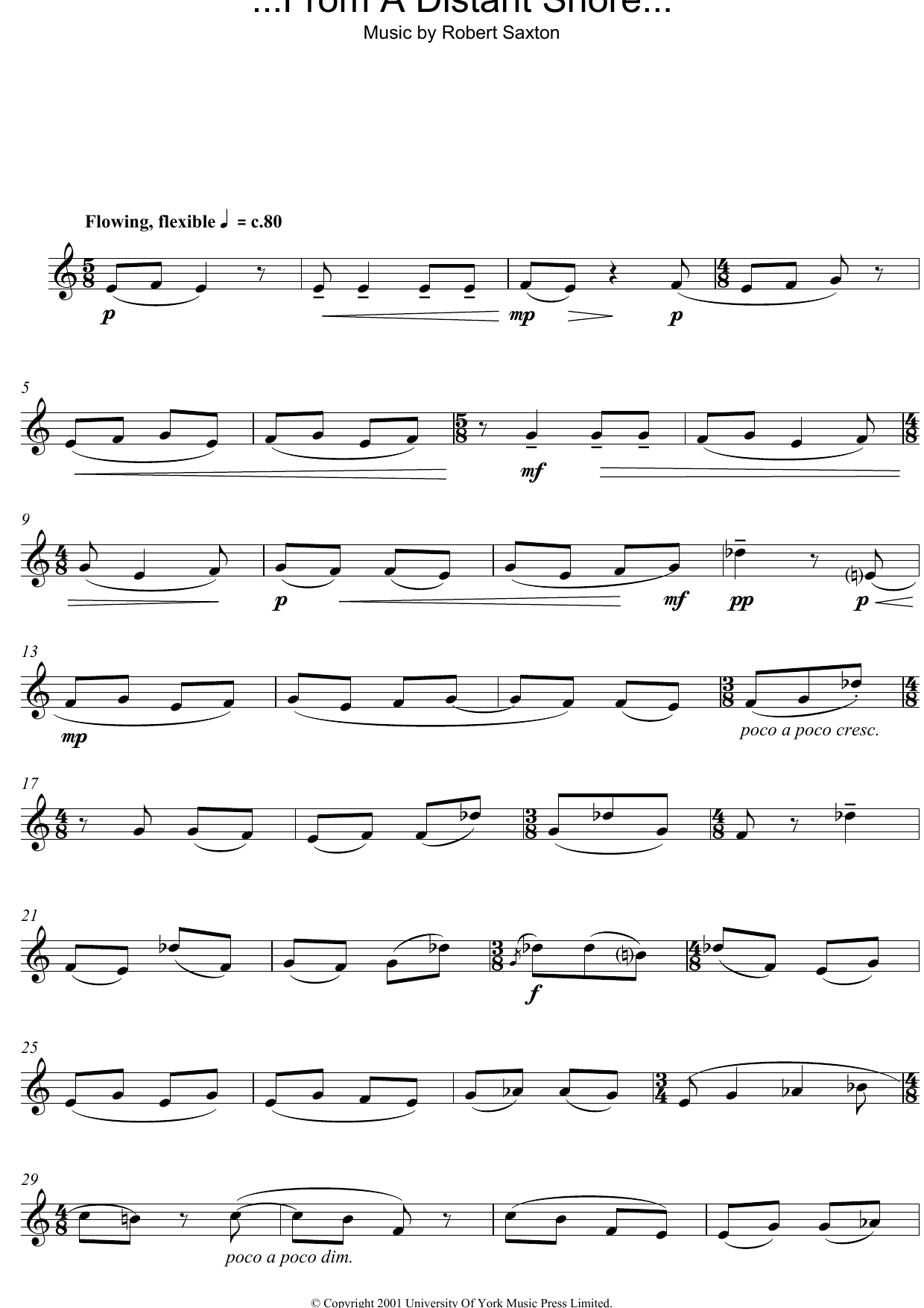 Robert Saxton ...From A Distant Shore... Sheet Music Notes & Chords for Oboe - Download or Print PDF
