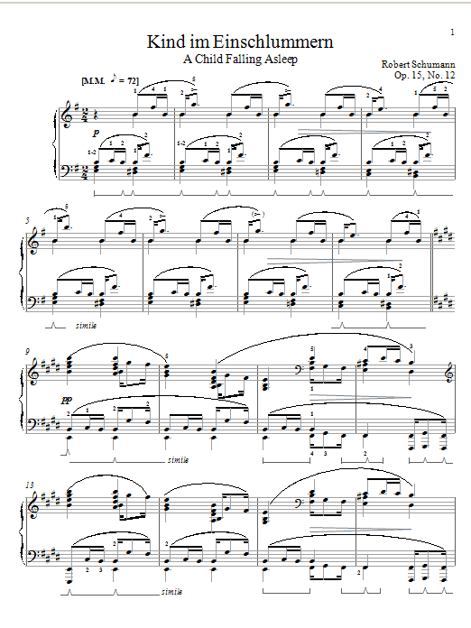 Robert Schumann A Child Falling Asleep, Op. 15, No. 12 Sheet Music Notes & Chords for Piano - Download or Print PDF