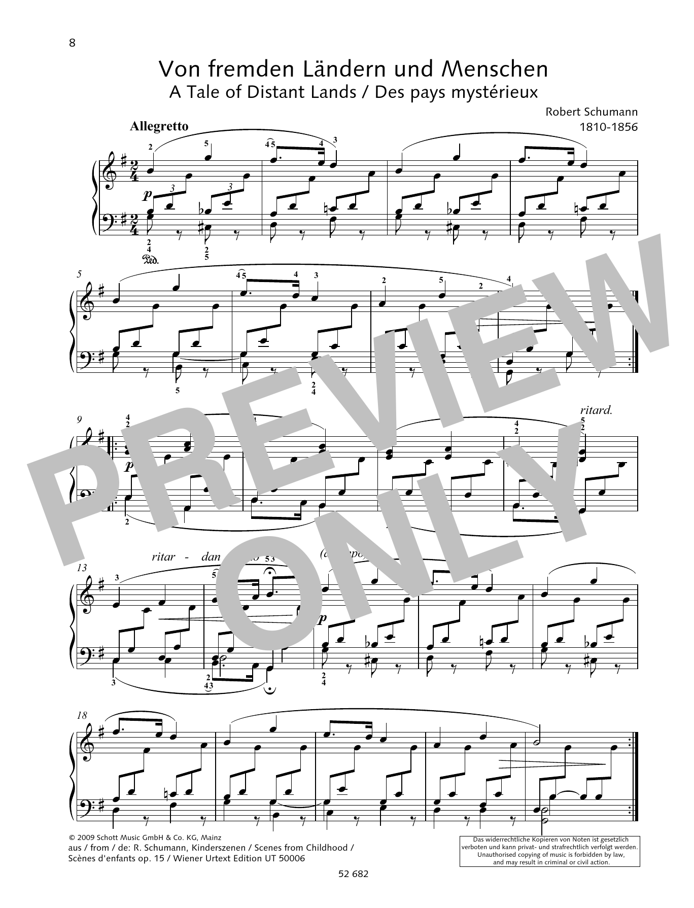 Robert Schumann A Tale of Distant Lands Sheet Music Notes & Chords for Piano Solo - Download or Print PDF