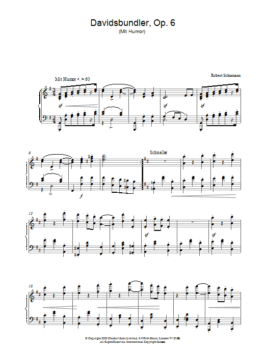 Robert Schumann Davidsbundler, Op. 6 (Mit Humor) Sheet Music Notes & Chords for Piano - Download or Print PDF