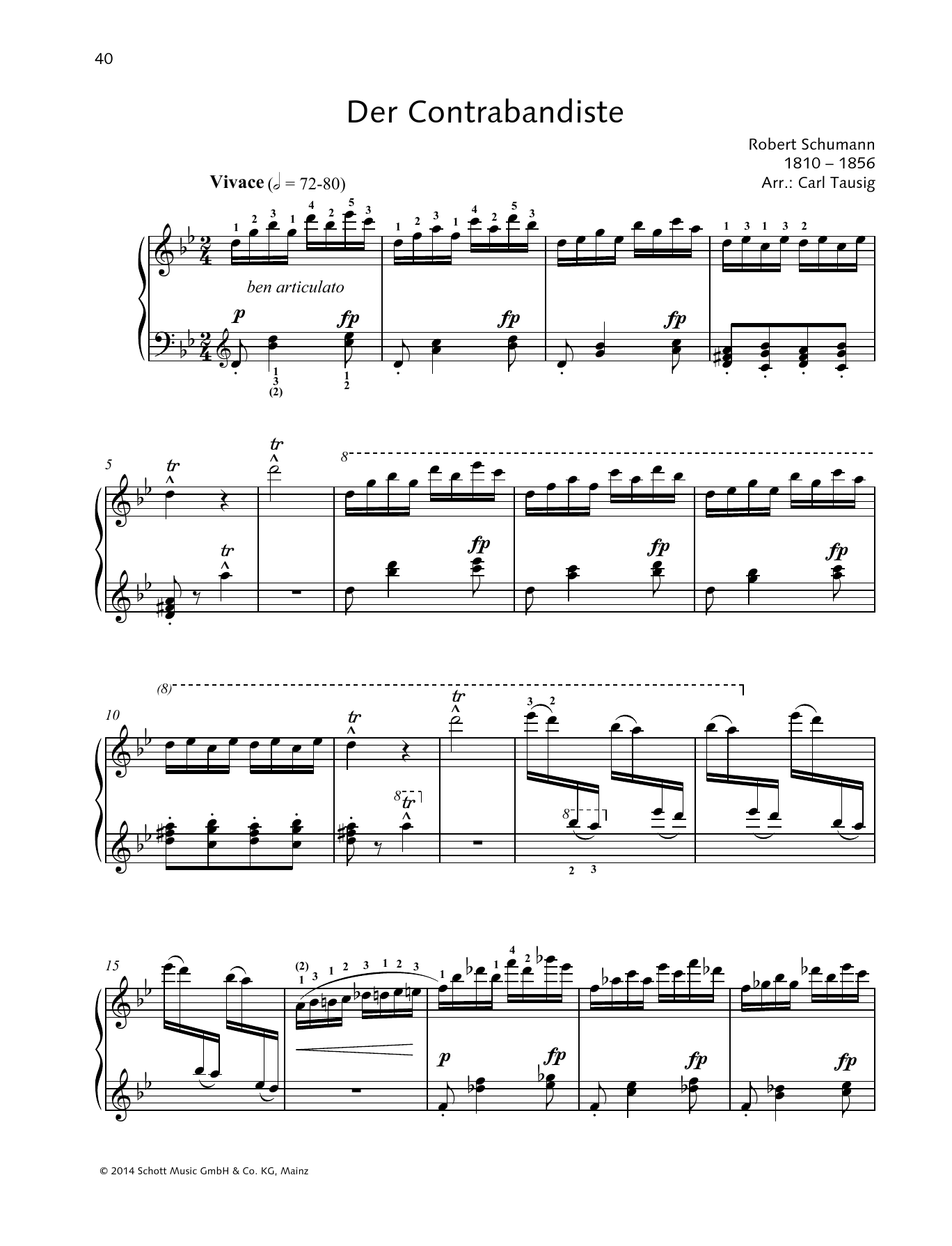 Robert Schumann Der Contrabandiste Sheet Music Notes & Chords for Piano Solo - Download or Print PDF