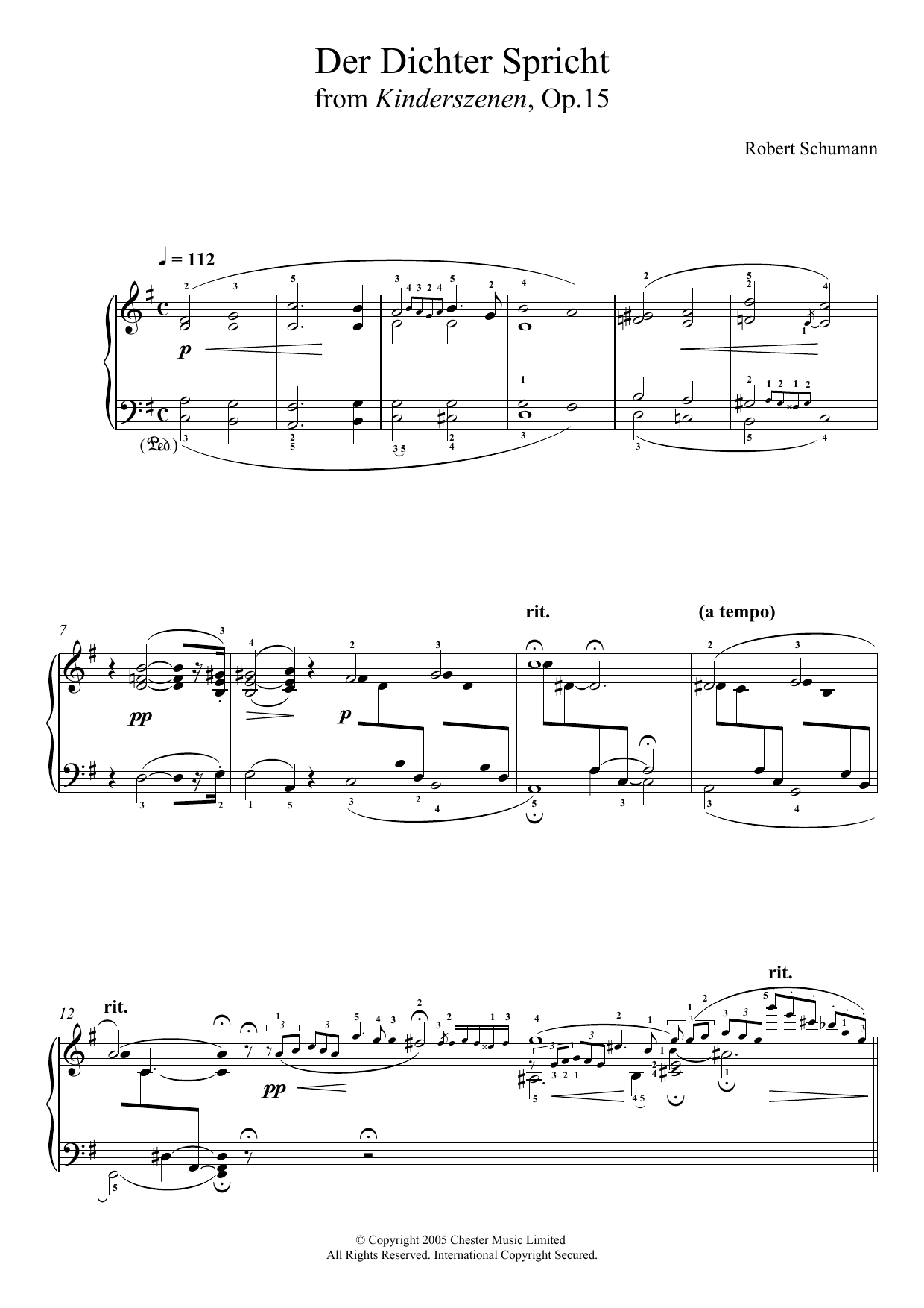 Robert Schumann Der Dichter Spricht Sheet Music Notes & Chords for Piano - Download or Print PDF