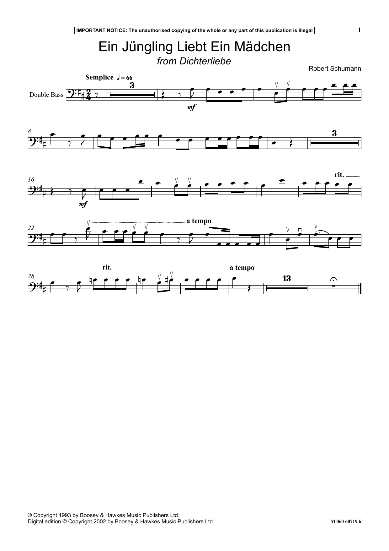 Robert Schumann Ein Jungling Liebt Ein Madchen from Dichterliebe Sheet Music Notes & Chords for Instrumental Solo - Download or Print PDF