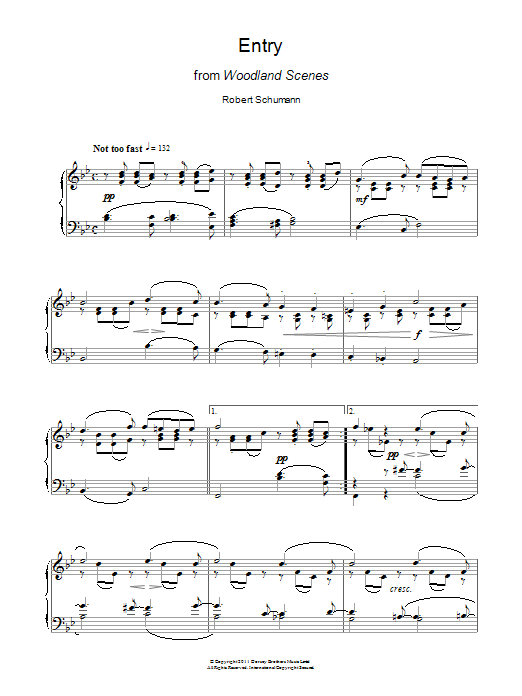Robert Schumann Entry From Woodland Scenes Sheet Music Notes & Chords for Piano - Download or Print PDF