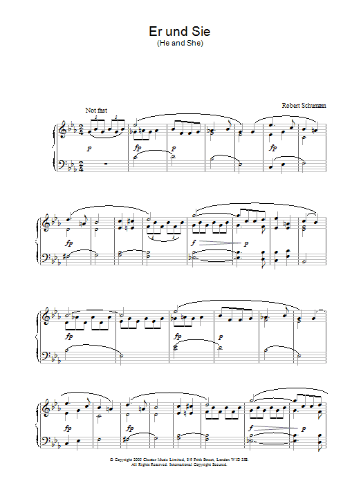 Robert Schumann Er und Sie Sheet Music Notes & Chords for Piano - Download or Print PDF