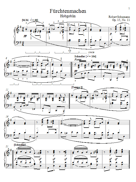 Robert Schumann Frightening, Op. 15, No. 11 Sheet Music Notes & Chords for Piano - Download or Print PDF