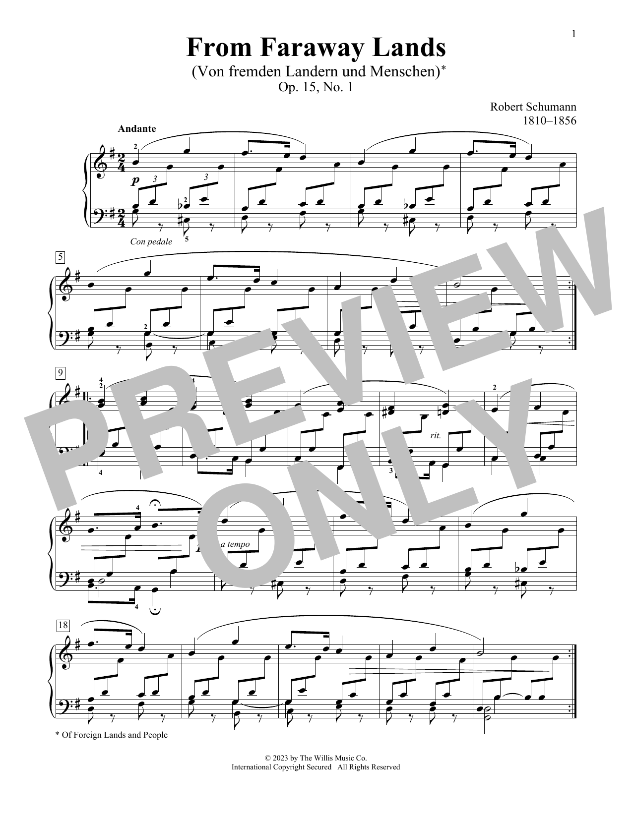 Robert Schumann From Faraway Lands, Op.15, No. 1 Sheet Music Notes & Chords for Educational Piano - Download or Print PDF