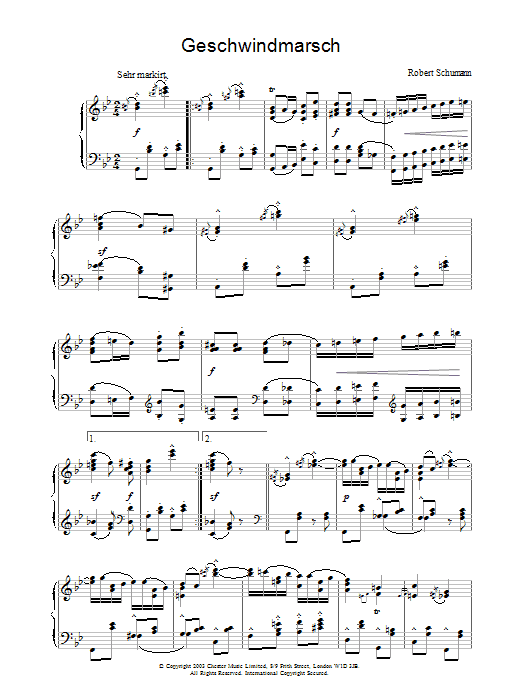 Robert Schumann Geschwindmarsch Sheet Music Notes & Chords for Piano - Download or Print PDF