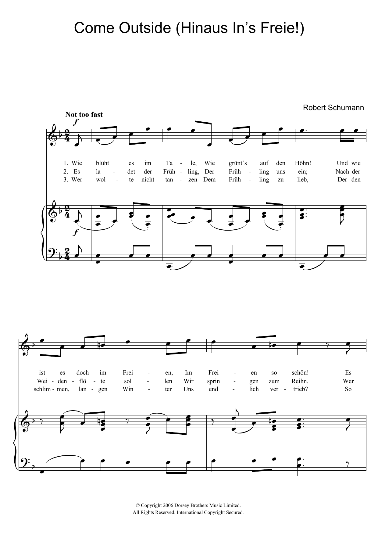 Robert Schumann Hinaus In's Freie! (Come Outside!) Sheet Music Notes & Chords for Piano & Vocal - Download or Print PDF