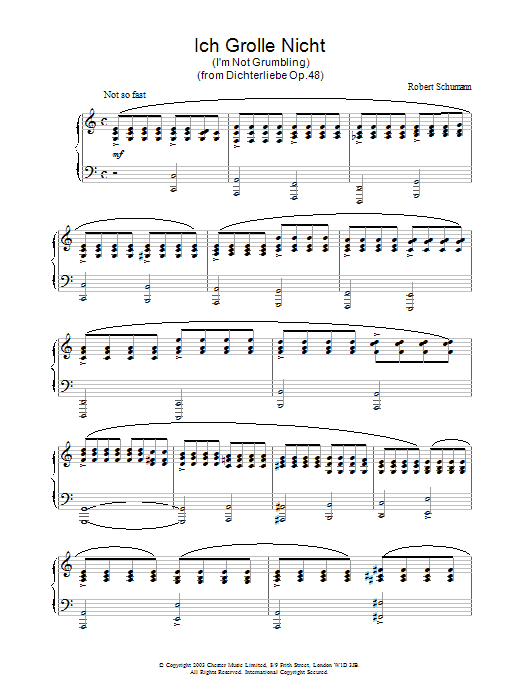 Robert Schumann Ich Grolle Nicht Sheet Music Notes & Chords for Piano - Download or Print PDF