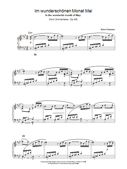 Robert Schumann Im wundersch??nen Monat Mai Sheet Music Notes & Chords for Piano - Download or Print PDF