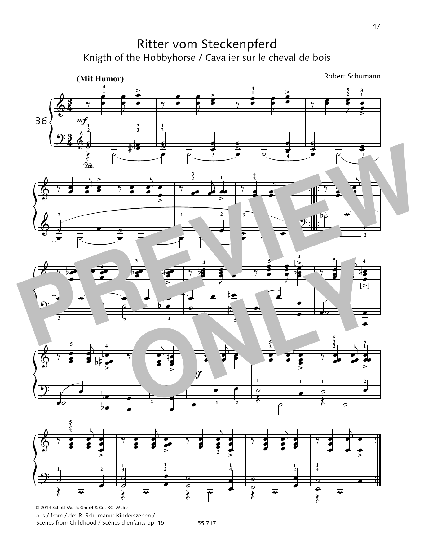 Robert Schumann Knight of the Hobbyhorse Sheet Music Notes & Chords for Piano Solo - Download or Print PDF