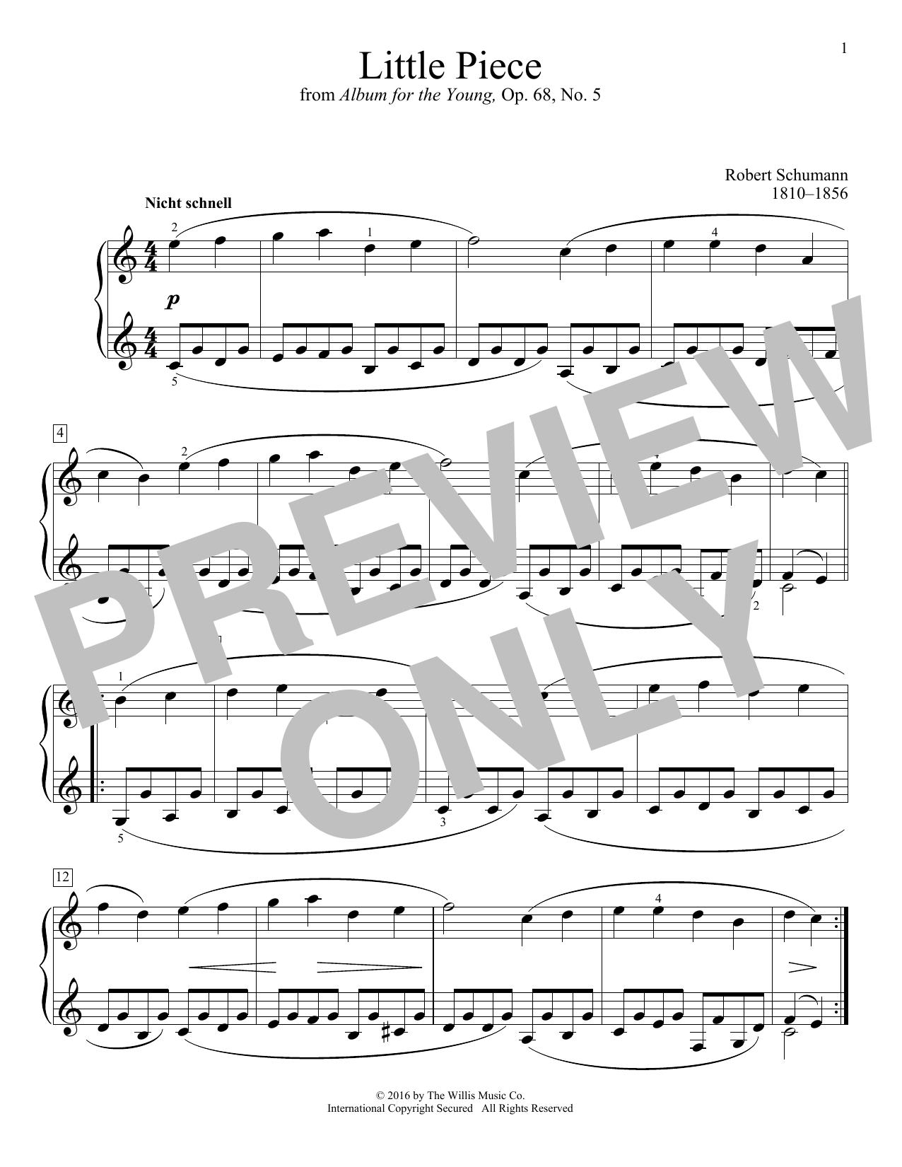 Robert Schumann Little Piece Sheet Music Notes & Chords for Piano - Download or Print PDF