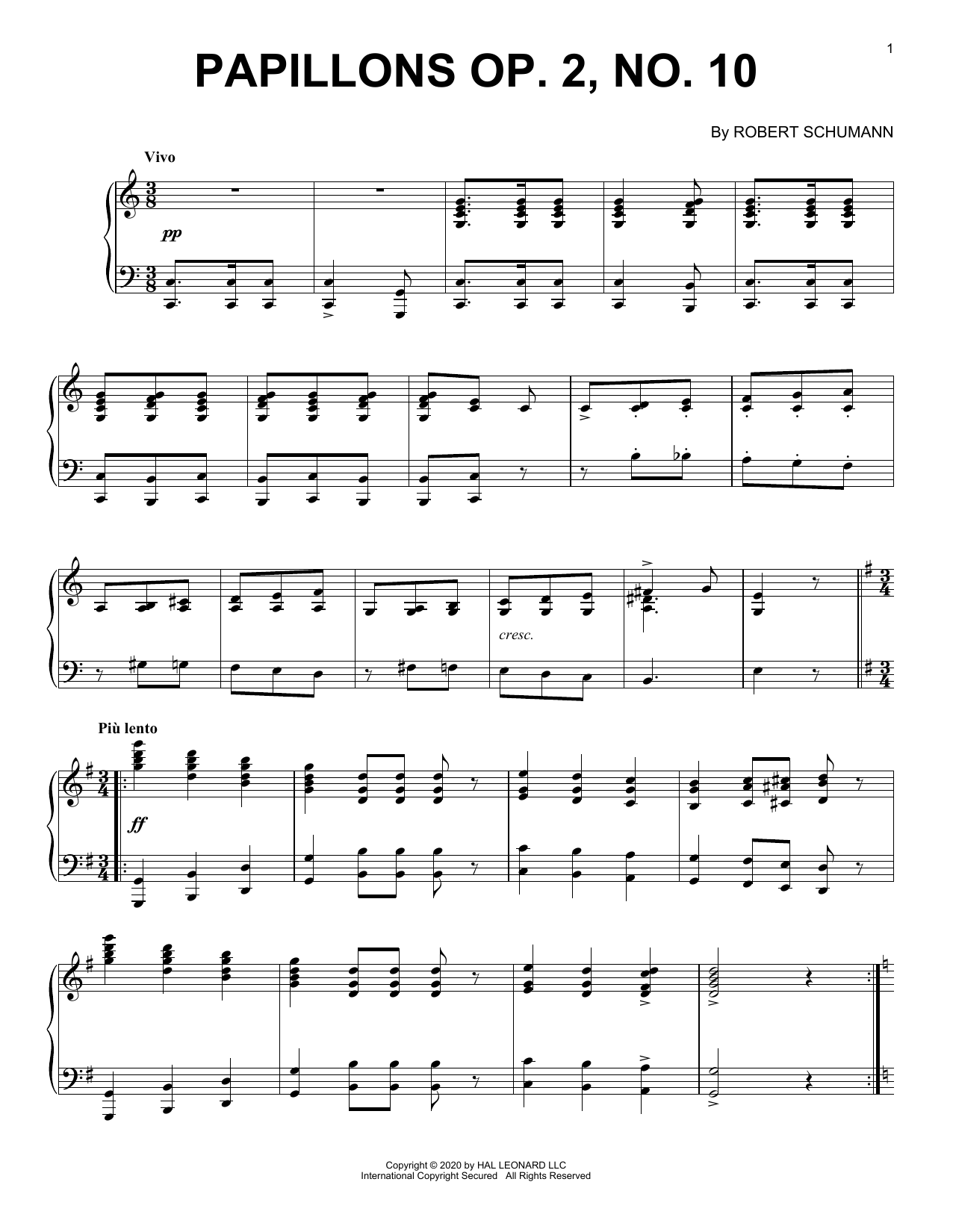 Robert Schumann Papillons, Op. 2, No. 10 