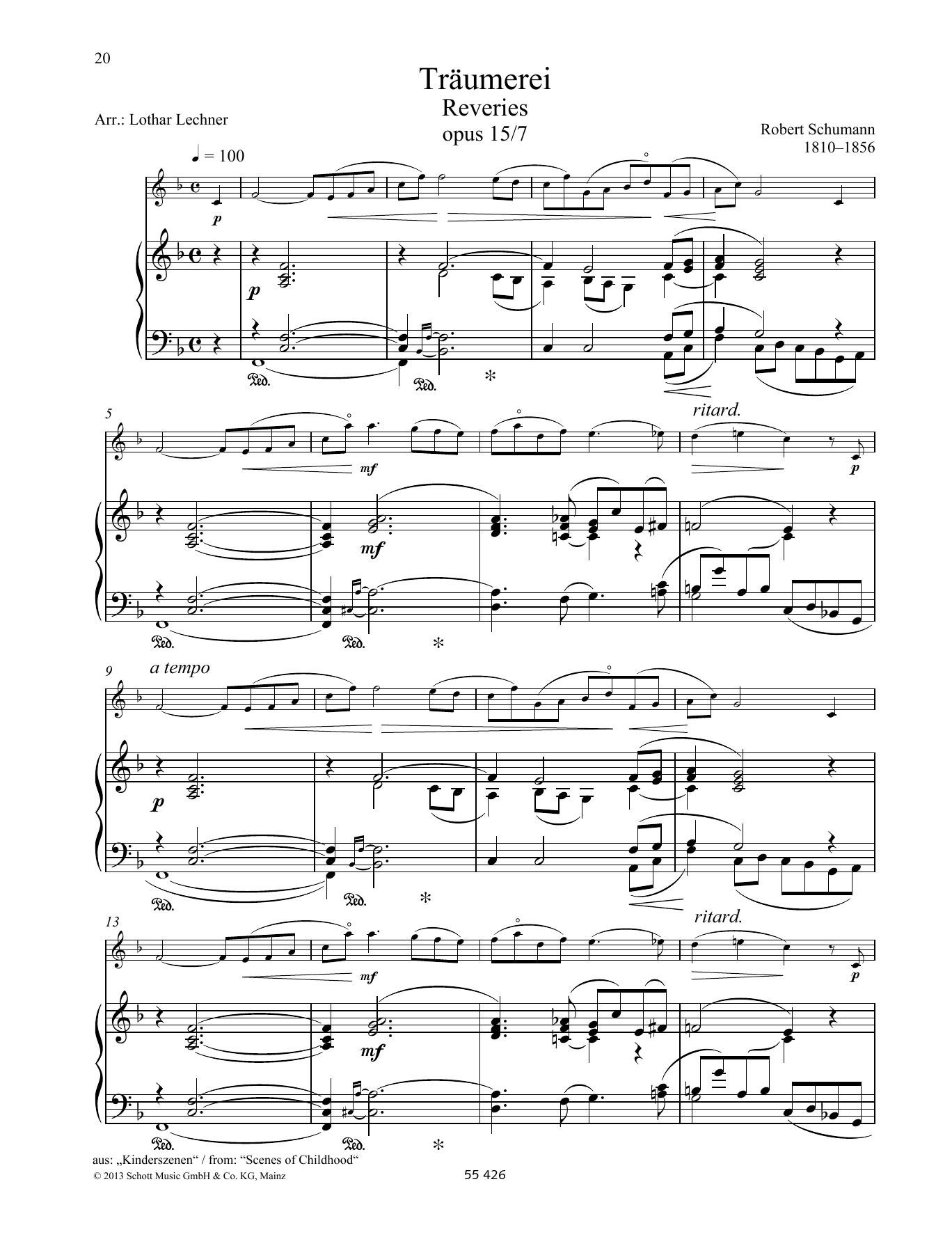 Robert Schumann Reveries Sheet Music Notes & Chords for String Solo - Download or Print PDF