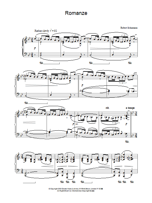 Robert Schumann Romanze Sheet Music Notes & Chords for Piano - Download or Print PDF