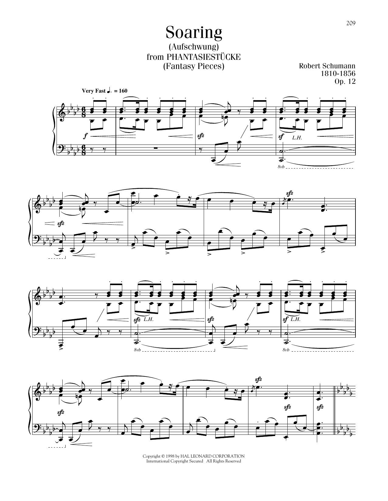 Robert Schumann Soaring (Aufschwung), Op. 12, No. 2 Sheet Music Notes & Chords for Piano Solo - Download or Print PDF