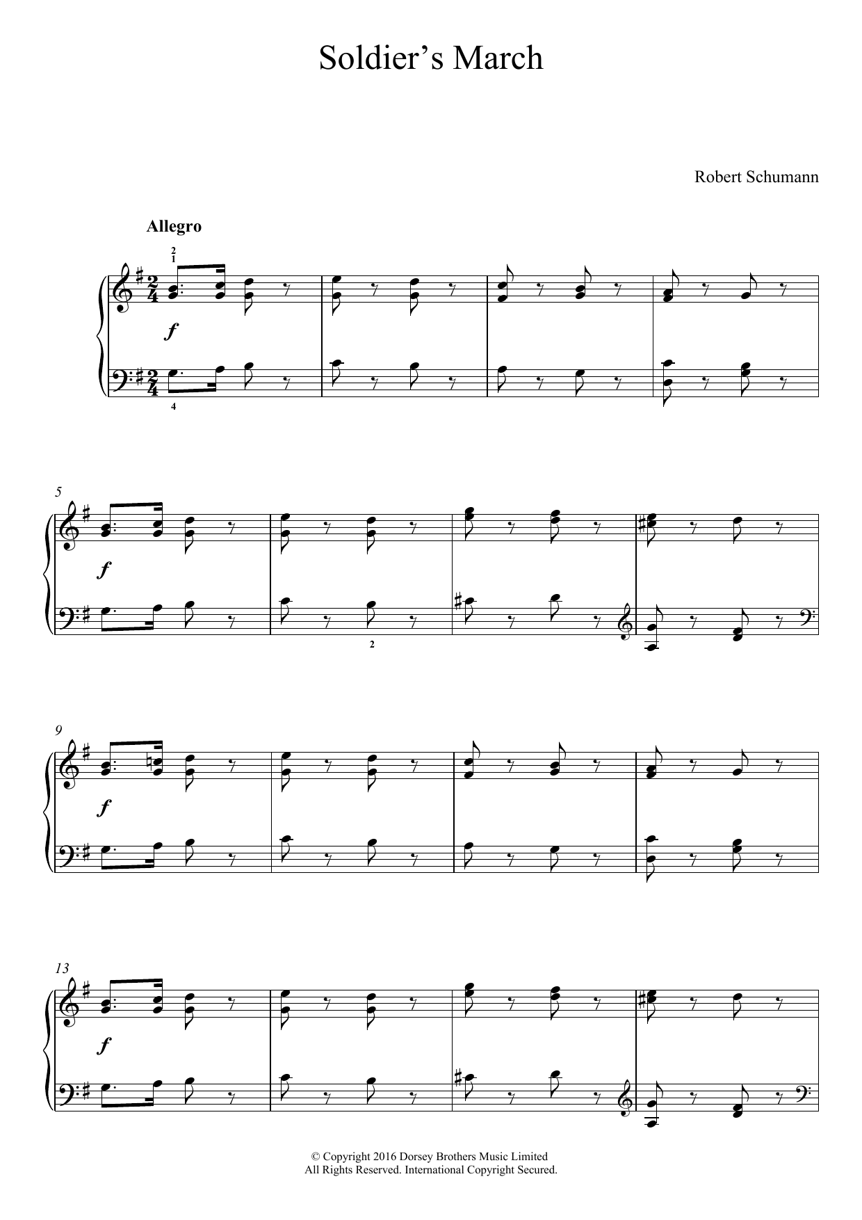 Robert Schumann Soldier's March Sheet Music Notes & Chords for Educational Piano - Download or Print PDF