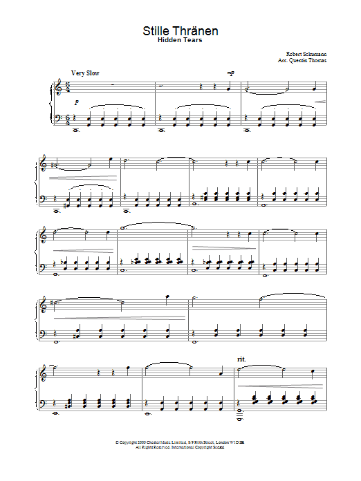 Robert Schumann Stille Thr??nen Sheet Music Notes & Chords for Piano - Download or Print PDF