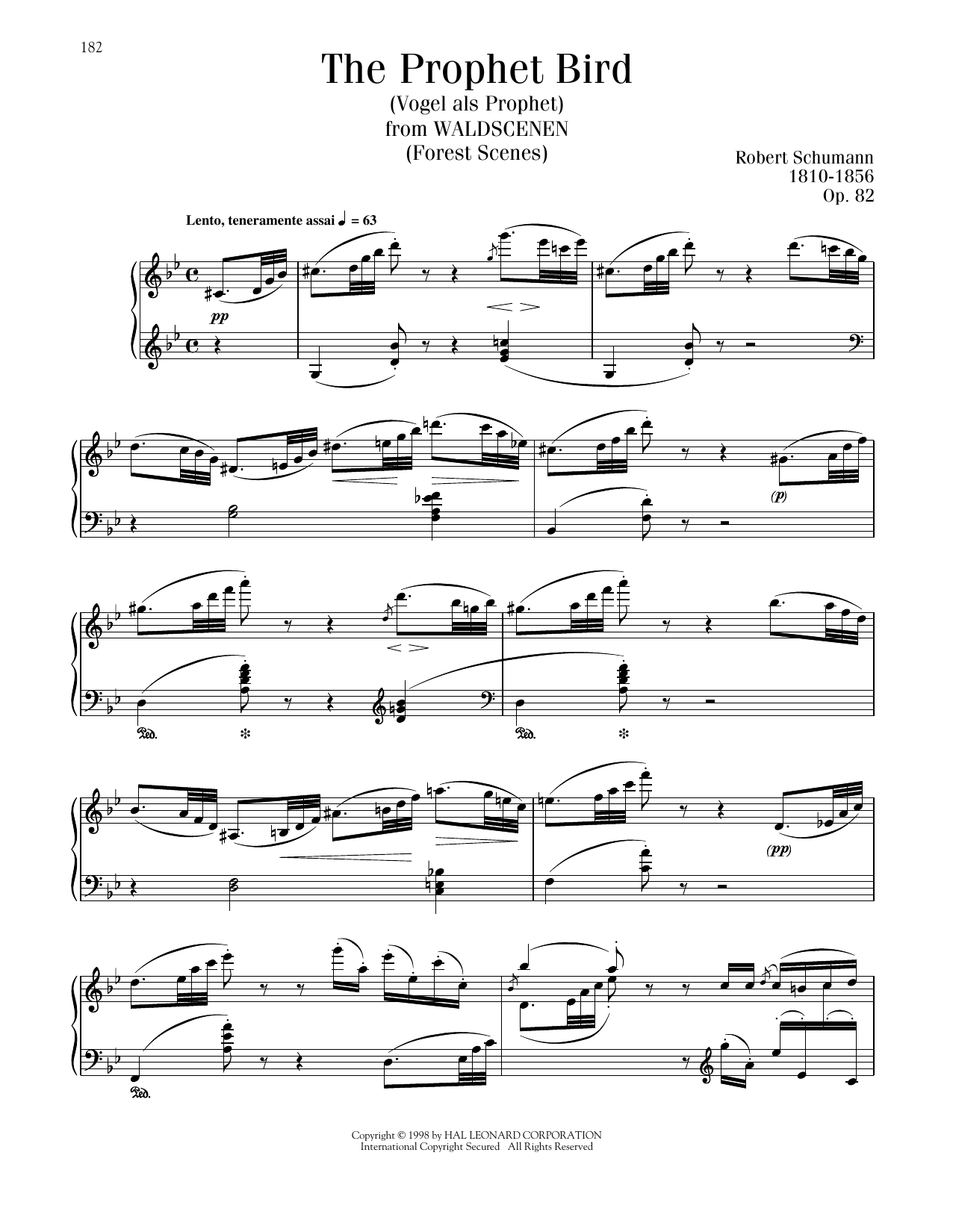 Robert Schumann The Bird As Prophet Sheet Music Notes & Chords for Piano Solo - Download or Print PDF