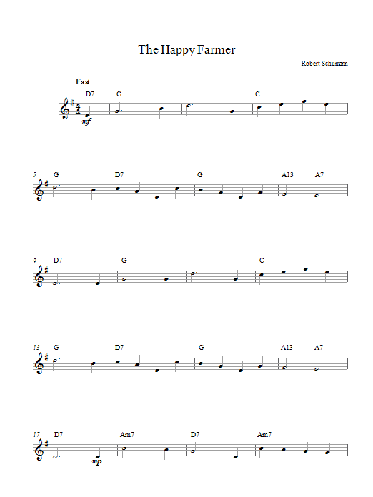 Robert Schumann The Happy Farmer Sheet Music Notes & Chords for Flute - Download or Print PDF