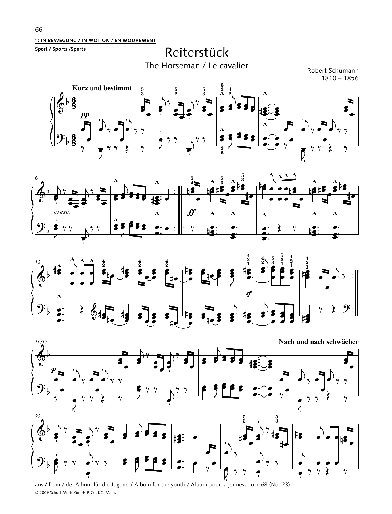 Robert Schumann The Horseman Sheet Music Notes & Chords for Piano Solo - Download or Print PDF