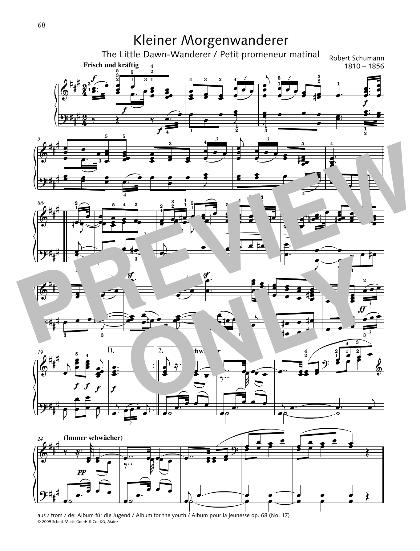 Robert Schumann The Little Dawn-Wanderer Sheet Music Notes & Chords for Piano Solo - Download or Print PDF